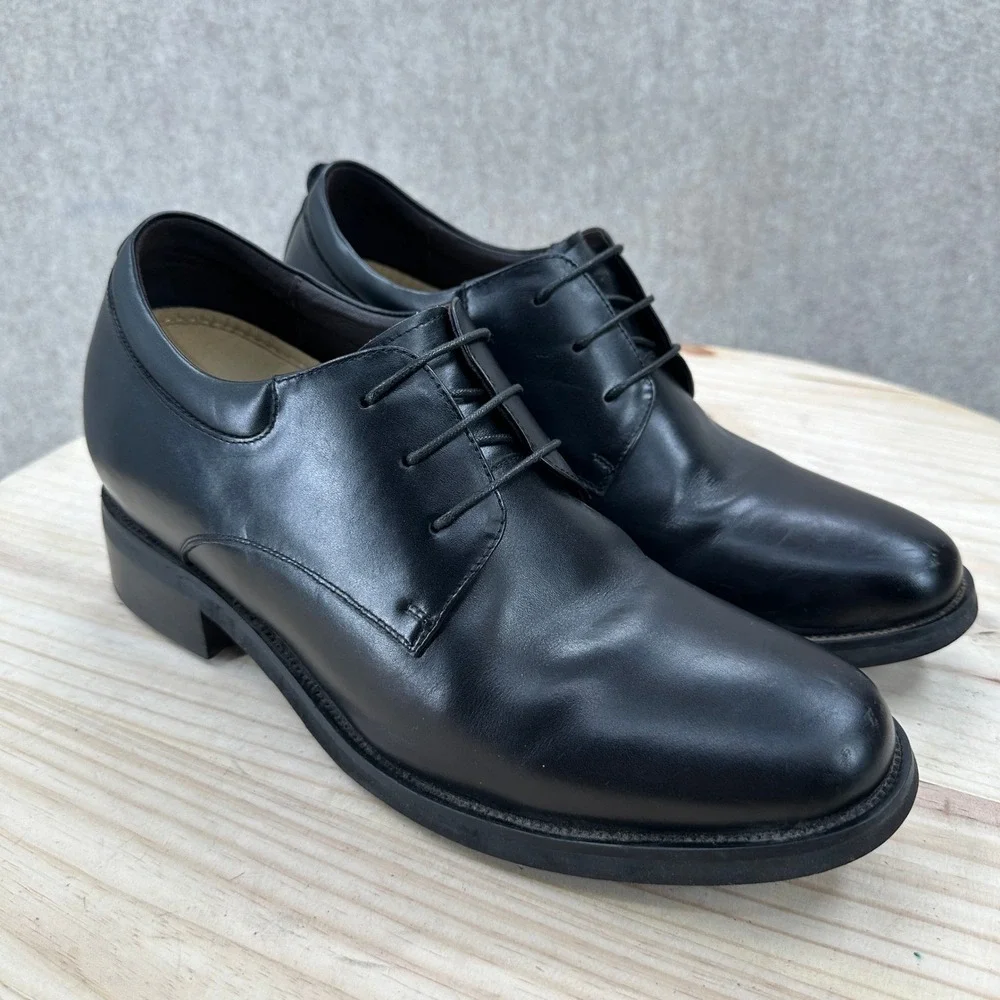 Calden Mens Black Leather Elevator Dress Shoes K3312 US 12 Height Increasing